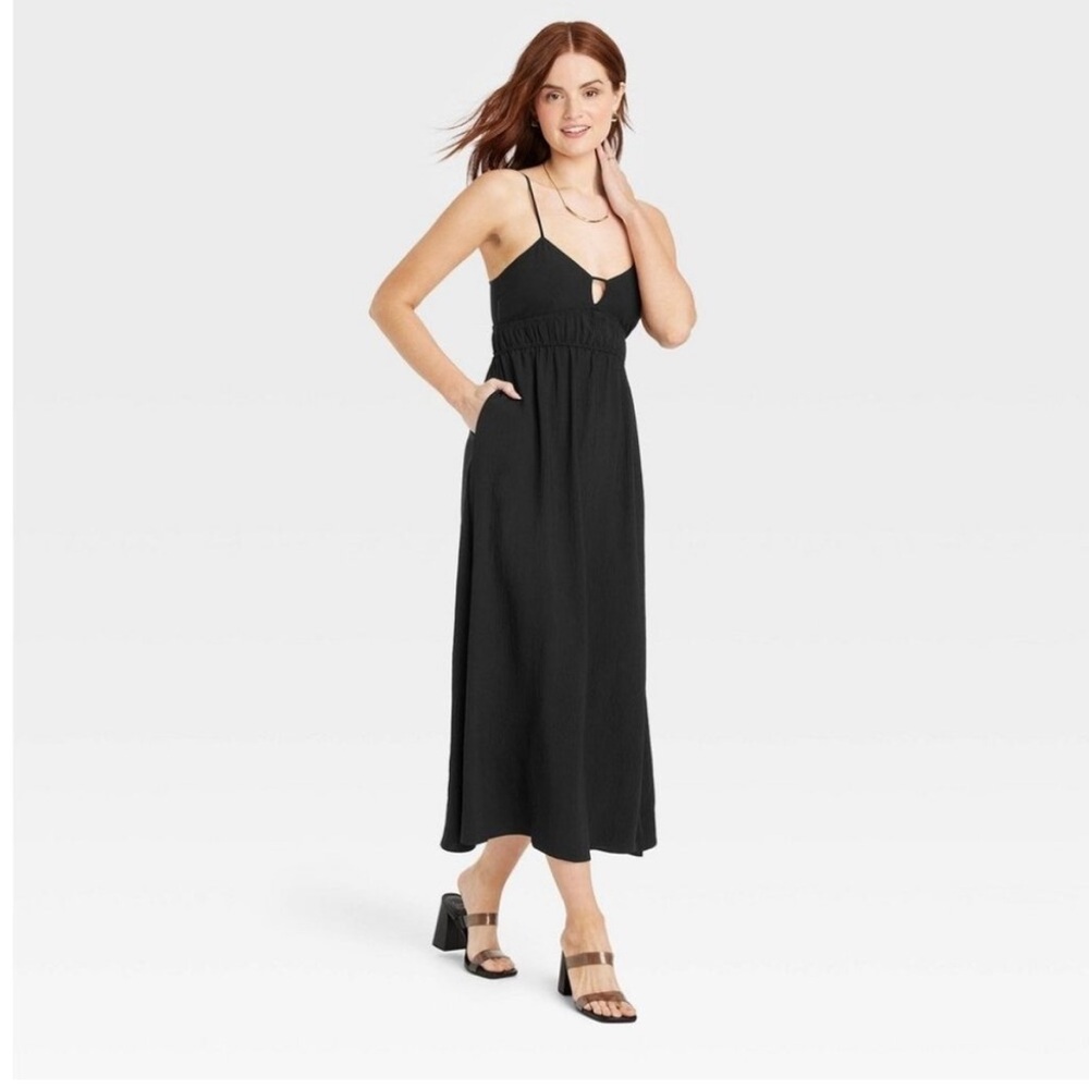 A New Day Black spaghetti strap midi dress